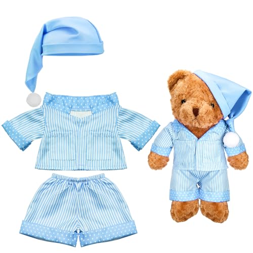 Civaner Stripe Bear Clothes Stuffed Animal Clothes 12 -16 Inch Build a Lovely Stuffed Animal Costumes and Accessories Fit, Bear is Not Included(Blue)