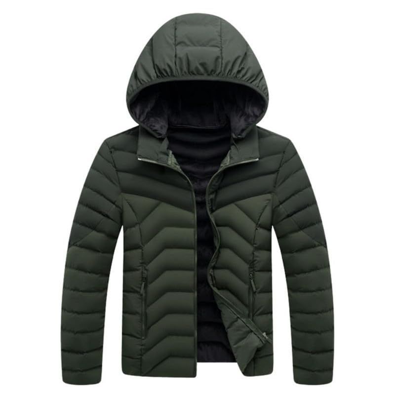 Image of Men's Lightweight Quilted Puffer Jacket with Hood Water-Repellent Windproof Cotton Coat