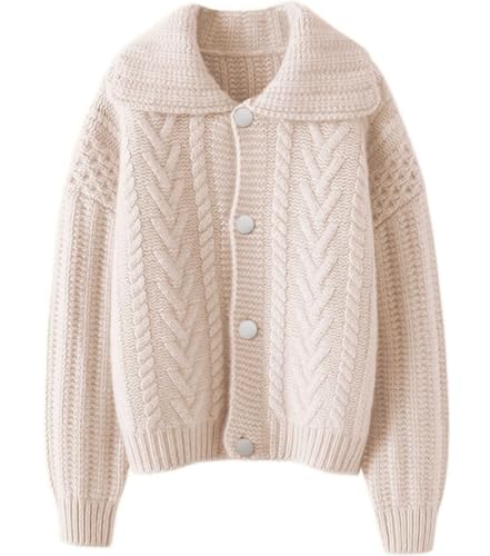 CHARTOU Women Winter Thick Cardigan Lapel Collar Button Down Chunky Knit Coatigan Sweater Jacket