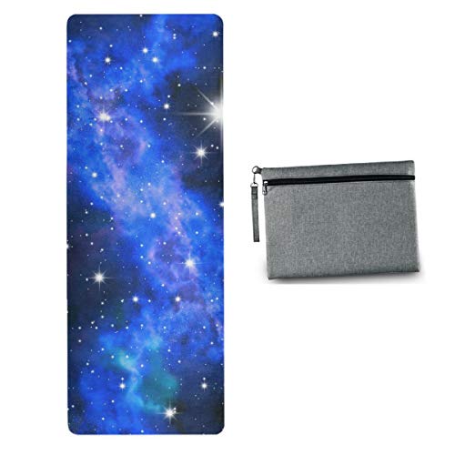 MCHIVER Travel Yoga Mat Non Slip - Universe Galaxy Foldable Exercise Mat Lightweight Work Out Mat with Bag Sweat Absorbent Hot Yoga Mat for Travel Yoga Pilates Exercise