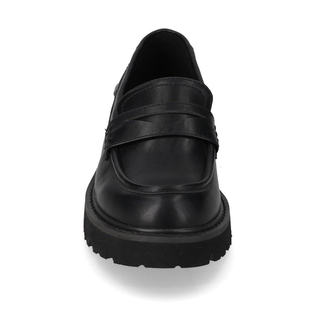 Valleverde 44520 Mocassini Casual Donna Pelle Sintetica Nero Tacco Grosso 3Cm Suola Gomma