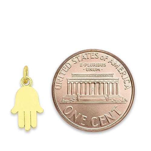 Solid Gold Hamsa Microcharm in 10k or 14k, Dainty Cute Protection Charm Symbol with Clasp2