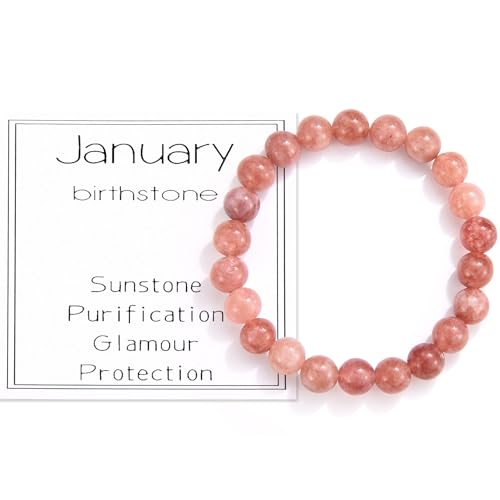 CERSLIMO Birthday Gifts for Her - January Birthstone Sunstone Bracelet Birthday Gift for Women Men Daughter Mum Nana Sister Granddaughter Niece Jewellery for Valentines Anniversary
