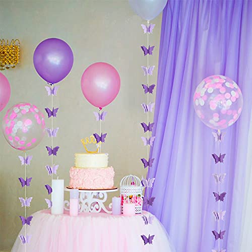 Image of BEISHIDA 5Pcs Purple Lavender Butterfly Paper Garland Hanging Decorative Banner for Halloween Home Ceiling Decor Birthday Party Baby Shower Wedding Showcase Decoration Supplies Total 393 Inch Length