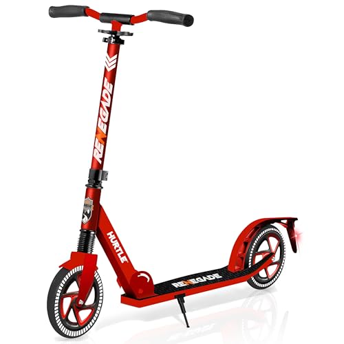 Hurtle Renegade Patinete Adolescentes, Adultos, 2 Ruedas, Plegable, Ajustable, Portatil, Freno Manillar, Barra en T, Facil maniobra, Correa de Transporte