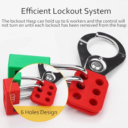 Image of WUWEOT 8 Pack Lockout Tagout Hasp, Tamper-Proof Padlock Hasp, Stainless Steel Lock Out Tag Out Hasp, Impact-Resistant Loto Hasp with Extended Jaw (1.5 Inches)