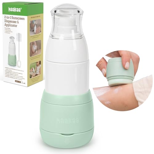 Haakaa Sunscreen Applicator for Kids Refillable Sunscreen Dispenser with Soft Sponge Head No-Mess Sunblock Brush for Face & Body Beach & Pool Travel 1.7 oz 1 Sponge Base