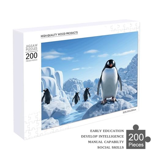 Jigsaw Puzzles 200 PCS Cute Animal Antarctica Ice Puzzles Personalized Puzzle for Adults Wooden Puzzle Custom Puzzles from Photos Picture Puzzle Classic Jigsaw Puzzle for Wedding Birthday Valentine's - Image 6