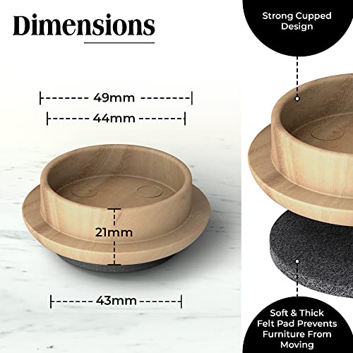 Medipaq Felt Castor Cups - 8x Small 44mm Black - Protects Wooden & Smooth Floors - Chair & Furniture Leg Protectors - Image 4