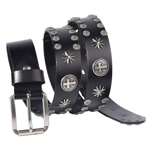 Ceinture cloutée punk rock steampunk cuir de vachette jeans 38mm