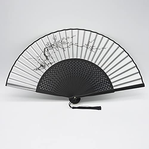 Rozhuhro Éventail Pliant Éventail en Bambou, Éventail en Bambou Pliant en Soie Peint à la Main de l'antiquité Classique Troupe de Danse Hanfu Cheongsam,Plum Blossom Cover