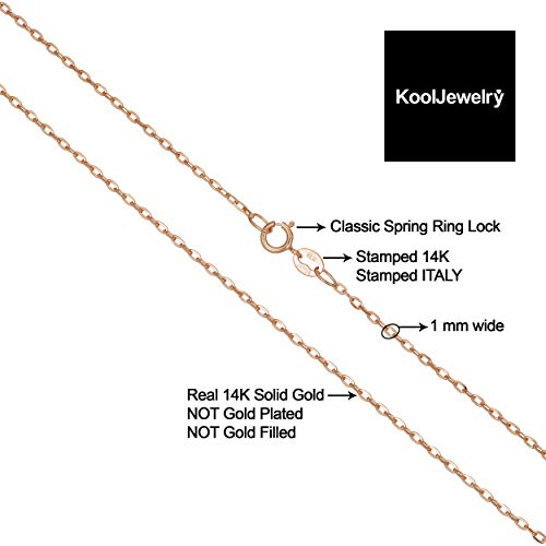 Kooljewelry 14k Rose Gold Diamond-cut Cable Chain Necklace (1 mm)2