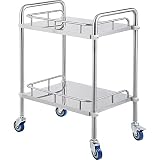 lesolar Lab Rolling Cart 2 Layer Medical Utility Cart with 360° Rotate Wheels Mobile Clinic Cart Lab