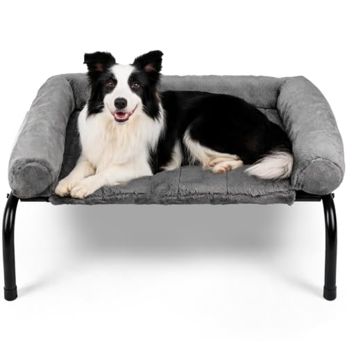 Nobleza Cama Elevada Perro, Cama de Perro Lavable Grande, 102x69x32cm, Gris | 2 en 1 Cama para Perros, Cama Refrescante Perro Desmontable, Apto para Invierno y Verano, Robusto y Duradero