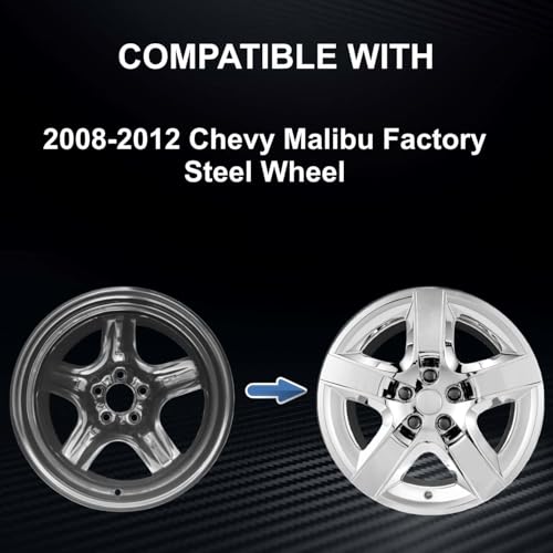 17-Inch Chrome Wheel Cover Set Compatible with Chevrolet Malibu 2008–2012 | Durable ABS Hubcaps with OEM-Style Fit | Replacement for 5-Lug Factory Steel Wheels (Set of 4) by TULALUX - Used condition - Image 5