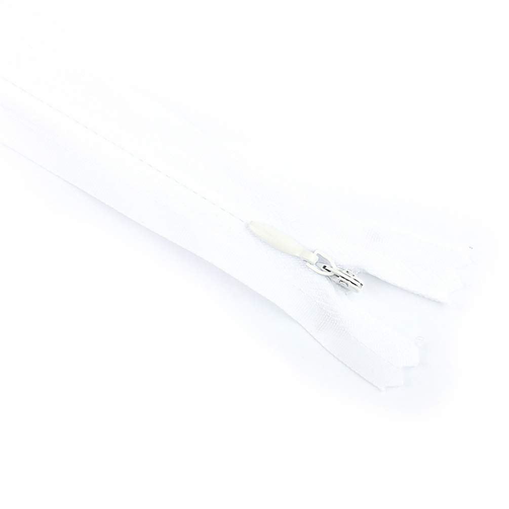 Suosa 5Pcs 12 Inch Length Colorful Nylon Coil Zippers for Cloths Tailor Trousers Clothing Garment Sewing Handcraft DIY Accessories (White)