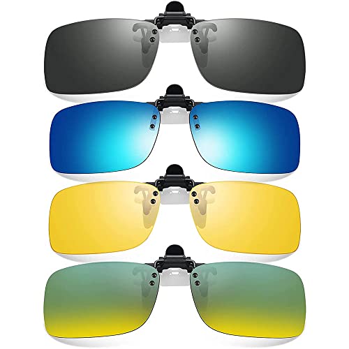 Bestevery 4 Pièce Clip Lunettes Polarisant, Surlunettes De Soleil, Clips Lunettes Soleil Homées, Polarized Lunettes De Soleil, Pour Conduite, Golf, Pêche, Chasse, Sports Plein Air