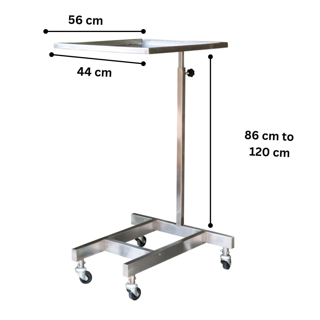 AKSH GLOBAL Minor Mayo Trolley Adjustable Medical Trolley with 304