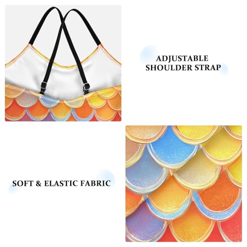 senya Girls Swimsuits One-Piece Swimwear Tie Bathing Suit Beach Summer Round Neck 9-10T Colored Scales Pattern3