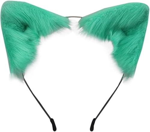 Miniatura 8 de VIGVAN Orejas de lobo de zorro Animal Cosplay gato Accesorios de cosplay para Halloween (blanco)