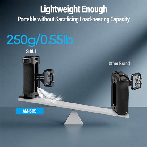 Image of SIRUI Side Handle with Locating Mount for ARRI and Dual 1 /4 inch Screw Mount Optional, Lightweight Camera Handgrip with Cold Shoe, Multiple Threads, Up and Down Adjustable Side Grip, AM-SHS(Pack of 1)
