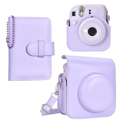 HIYQIN Estuche para cámara instantánea Compatible con Instax Mini 12, Bolsa de Cuero PU con Bolsillo, Correa Ajustable para el Hombro y Mini álbum de Fotos con 28 Bolsillos (Morada Puro) | Ya disponible en tu tienda friki favorita! En mundofriki.es!
