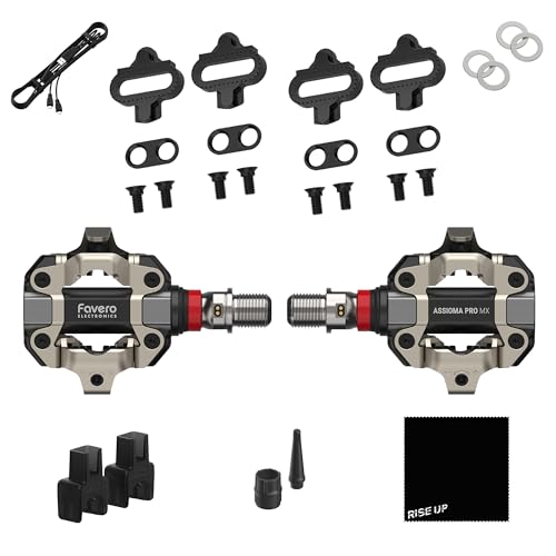 Favero Assioma PRO MX-2, Dual-Sensing Side Pedal Based Cycling MTB Power Meter with Extra Cleats, MTB-Compatible SPD Cleats, Bluetooth and ANT+ Connectivity for Cycling GPS Computers & Smartphones