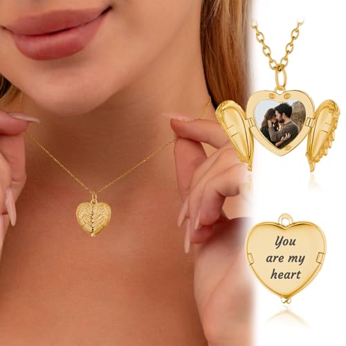 HJX Custom Locket Necklace with Photo,Personalized Heart Locket Necklace with Picture Inside Customize Gifts for Women2