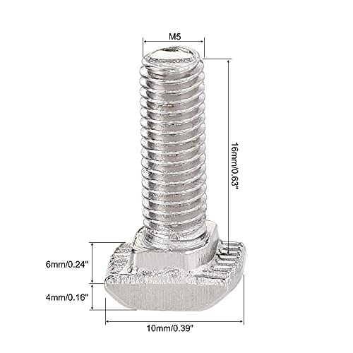 Image of uxcell M5x16mm T-Slot Drop-in Stud Sliding Bolt Screw Carbon Steel for 20 Series Aluminum Profile 10pcs