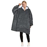 Catalonia Classy Übergroße Sherpa Hoodie Decke Großes Sweatshirt mit Kapuze, Flauschig Warmer Pullidecke Oversized Kuschel Tragbare Decke mit Fronttasche, Winter Gifts für Erwachsene Damen Männer
