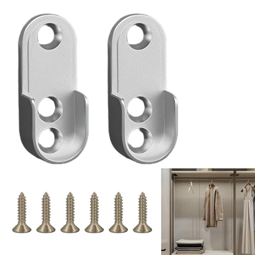 2 Pièces Supports Ovales Pour Tringle À Vêtements, Support Ovale, Support Barre Penderie,30×15 mm Alliage De Zinc, Comprend 6 Vis, En Alliage De Zinc...