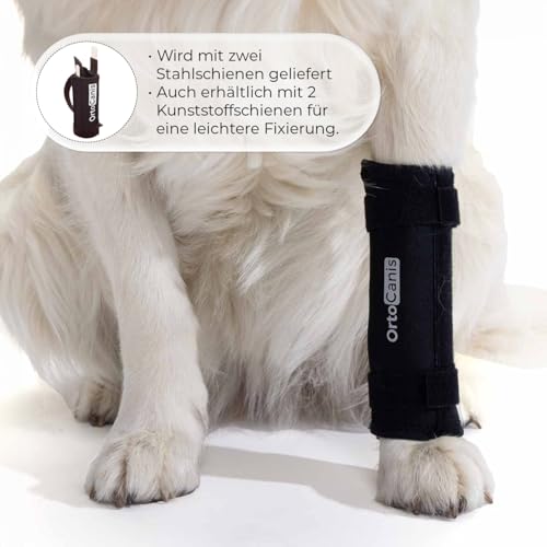 Ortocanis - Karpal-Bandage für Hund - Karpalstütze mit Immobilisierungsschienen bei Instabilität, Arthrose oder Hyperextension - Stabilisiert und lindert Schmerzen - Größe L 10-12,5 cm