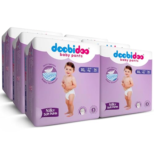 Image of Doobidoo Baby Pants Diapers XL (12-17 kg), 98 Count - Silky Soft, High Absorbency, Rash-Free Comfort, Anti-Leak Side Cuffs, Bubble Soft Topsheet