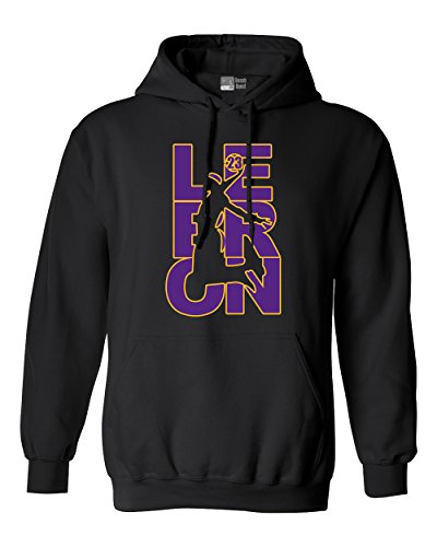 Beach Open L23 Fan Wear 23 LA Basketball DT Sweatshirt Hoodie (Medium,Black w/PurGd)