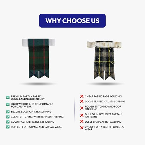 Image of Scottish Tartan Kilt Flashes with Elastic Adjusters