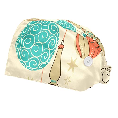 Chapeaux de travail de Noël couvre-chef professionnel unisexe protection cheveux lot de 2