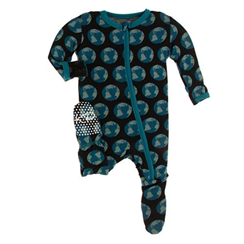 KicKee Pants Print Footie with Zipper (Midnight Environmental Protection - 0-3 Months)