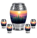 KARYLIZ Barrel Cactus Urn for Ashes Adult Male - Small Urns for Human Ashes Keepsake - Combo of 5, 10 Inch & 3 Inch - Burial Cremation Urns for Adult Human Ashes - Funeral for Female Mom & Dad