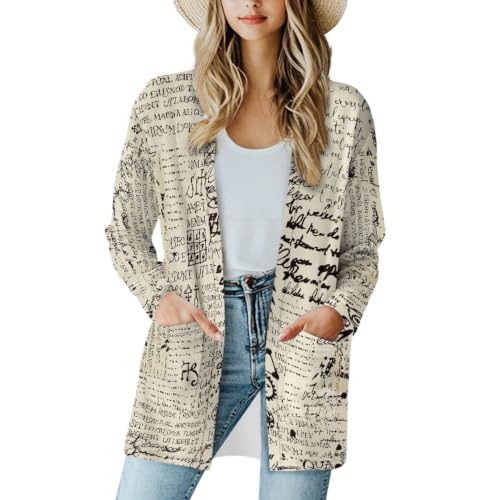 Image of Cardigan Sweaters for Women Long Sleeve Cardigan Soft Drape Open Front Fall Dusters V-Neck Jackets Dressy Loose Coat
