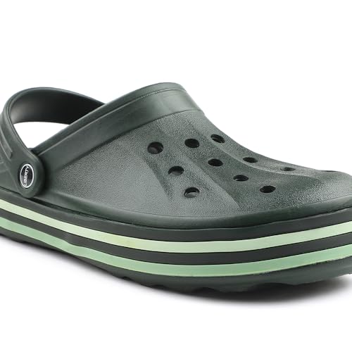 Image of Liberty A-HA LITEWALKNR Clogs for Men, Green & Navy Blue | Casual Slip-On Slingback Clog for Walking, Outdoor /Indoor Use | Solid Pattern, Fashionable Sandals with Lightweight Regular wear