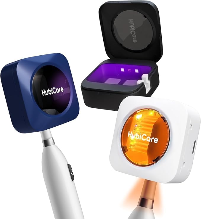 HubiCare - Funda para cepillo de dientes con soporte, recargable para viaje y hogar, funda limpiadora para todos los cepillos de dientes eléctricos y manuales (juego de 3 colores)