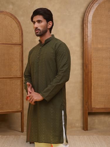 Image of Jompers Embroidered Cotton Kurtas for Men