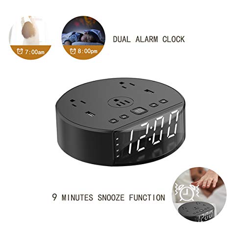 image for ELMWAY Dual Alarm Clock, Digital Alarm Clock, USB Charging Ports and A