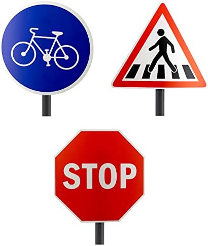 The Magic Toy Shop Road Safety Signs or Traffic Signal & Crosswalk Lights Set Kids Educational Pretend Play (Road Signs)