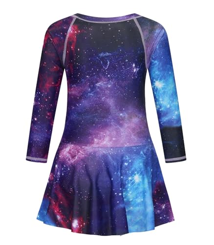 Image of Girls One Piece Swimsuits Long Sleeeve Swim Dress for Kids Girls Bathing Suits Summer Swimwear 3-16 Years