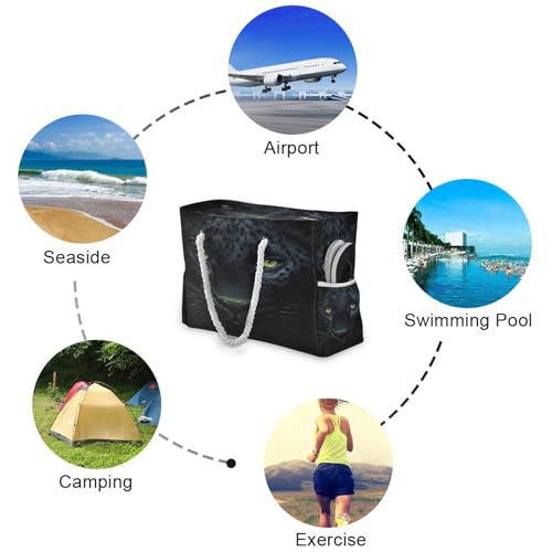 Black Dark Panther Beach Bag & Travel Tote Bag Large Sandproof Wet Pouch for Gym Travel4