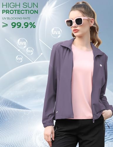 Image of Venzina UPF 150+ Sunscreen Jacket for Women, Stylish Sun Protection Jackets for Women, Cool Feel Quick Dry Sun Hoodie, Modern Fit with Removable Hat & Zip Pocket, for Driving, Camping