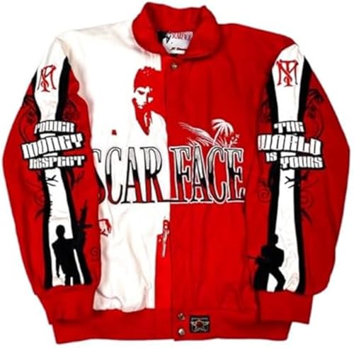 Tony Montana Scarface Red and White Fleece Jacket by Jeff Hamilton - Main Image