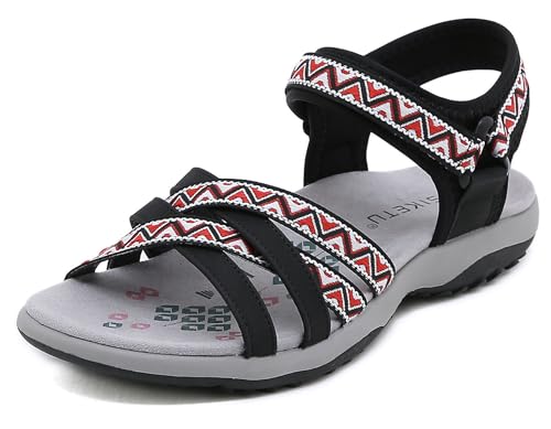 Meik Mangni Sandalias Deportivas Mujer Sandalias de Punta Descubierta Verano Sandalia de Trekking Casuales Antideslizantes Sandalias de Playa,Negro,Tamaño:38.5 EU=Etiquetas 39 EU