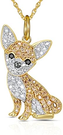 SCAMPER & CO Dog Breed Pendant Necklace for Women and Girls - Genuine Gemstone and Cubic Zirconia Puppy Charm, Premium Sterling Silver Jewelry Gift for Dog Moms, Real 18K Yellow Gold or Rhodium Plating, 18 to 20 inch